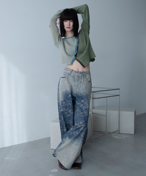 VACANCY（ヴァカンシー）の「ヴィンテージフラワー柄オーロラストーンデニム（デニムパンツ・レディース・ブルー・LARGE/MEDIUM/SMALL）」の22枚目の写真