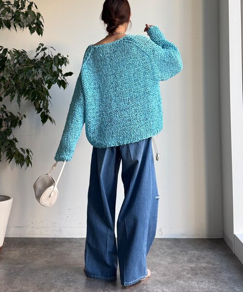 DouDou(ドゥドゥ)の「ダメージワイドデニム(デニムパンツ・レディース・ブルー/ブルー系その他・38/36)」の5枚目の写真