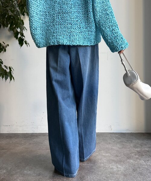 DouDou(ドゥドゥ)の「ダメージワイドデニム(デニムパンツ・レディース・ブルー/ブルー系その他・38/36)」の9枚目の写真