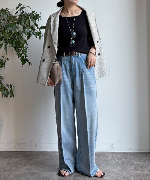 DouDou(ドゥドゥ)の「ダメージワイドデニム(デニムパンツ・レディース・ブルー/ブルー系その他・38/36)」の10枚目の写真