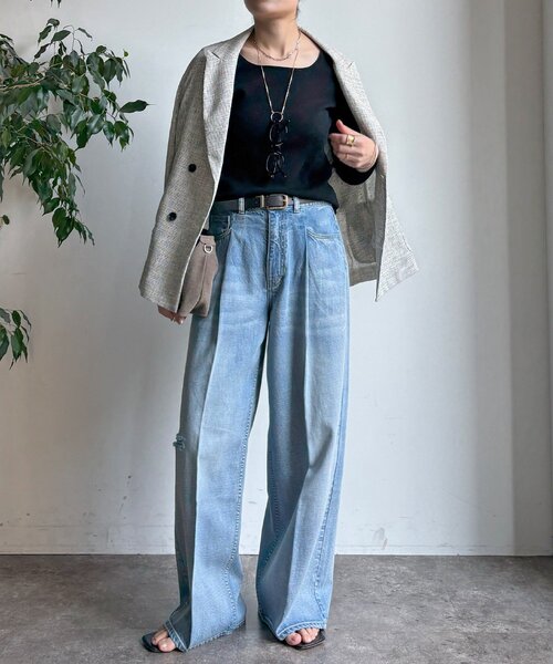 DouDou(ドゥドゥ)の「ダメージワイドデニム(デニムパンツ・レディース・ブルー/ブルー系その他・38/36)」の11枚目の写真