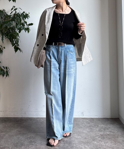 DouDou(ドゥドゥ)の「ダメージワイドデニム(デニムパンツ・レディース・ブルー/ブルー系その他・38/36)」の12枚目の写真