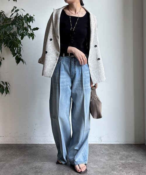 DouDou(ドゥドゥ)の「ダメージワイドデニム(デニムパンツ・レディース・ブルー/ブルー系その他・38/36)」の13枚目の写真