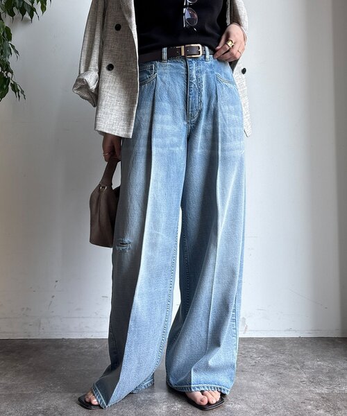 DouDou(ドゥドゥ)の「ダメージワイドデニム(デニムパンツ・レディース・ブルー/ブルー系その他・38/36)」の15枚目の写真