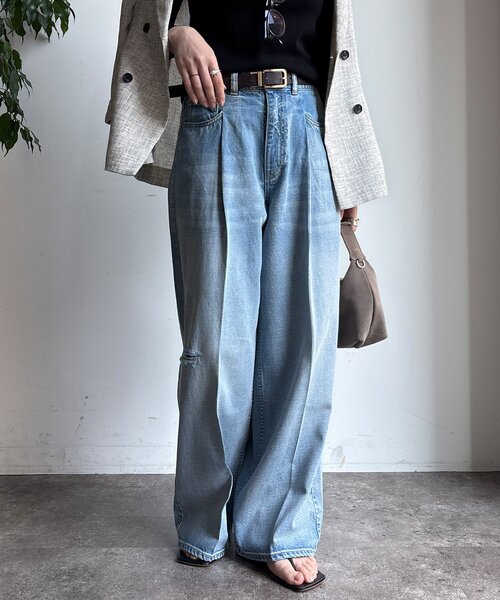 DouDou(ドゥドゥ)の「ダメージワイドデニム(デニムパンツ・レディース・ブルー/ブルー系その他・38/36)」の16枚目の写真