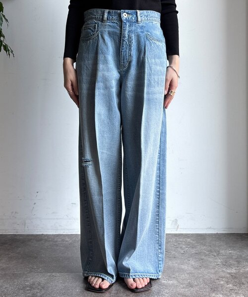 DouDou(ドゥドゥ)の「ダメージワイドデニム(デニムパンツ・レディース・ブルー/ブルー系その他・38/36)」の21枚目の写真