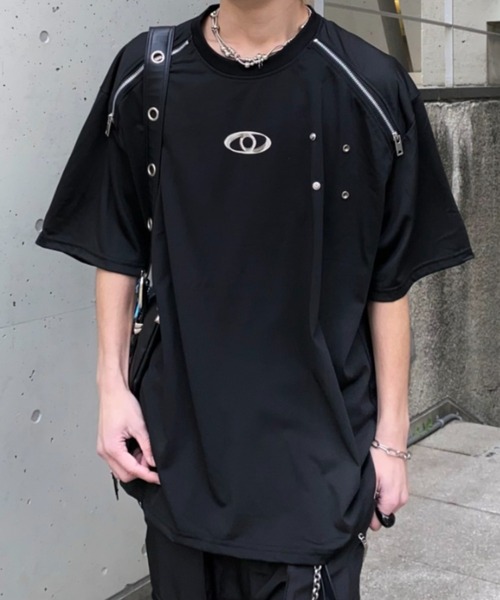 26年春夏新作】ジップデザインメタルボタンギミックTシャツ（Tシャツ