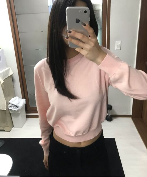 MUSINSA STANDARD WOMAN（ムシンサスタンダードウーマン）の「ウィメンズ ウォッシャブル スーピマコットンクルーネックニット [ローズウォーター]（ニット/セーター・レディース・その他・SMALL/MEDIUM/LARGE/X-SMALL）」の4枚目の写真