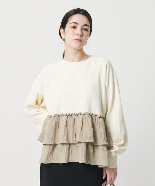 BEAUTY&YOUTH UNITED ARROWS（ビューティーアンドユースユナイテッドアローズ）の「【WEB限定】ティアード スウェットプルオーバー（スウェット・レディース・ブラック/グレー/オフホワイト・FREE）」の2枚目の写真