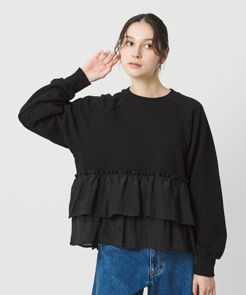BEAUTY&YOUTH UNITED ARROWS（ビューティーアンドユースユナイテッドアローズ）の「【WEB限定】ティアード スウェットプルオーバー（スウェット・レディース・ブラック/グレー/オフホワイト・FREE）」の3枚目の写真