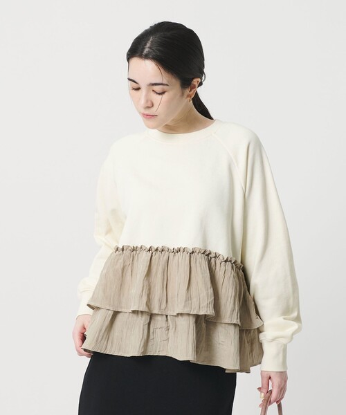 BEAUTY&YOUTH UNITED ARROWS（ビューティーアンドユースユナイテッドアローズ）の「【WEB限定】ティアード スウェットプルオーバー（スウェット・レディース・ブラック/グレー/オフホワイト・FREE）」の4枚目の写真