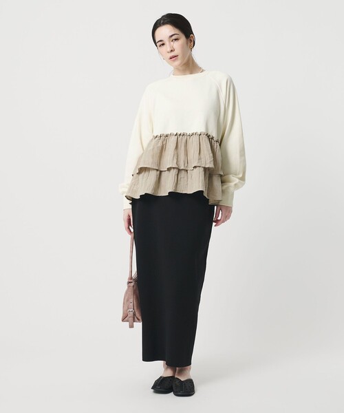 BEAUTY&YOUTH UNITED ARROWS（ビューティーアンドユースユナイテッドアローズ）の「【WEB限定】ティアード スウェットプルオーバー（スウェット・レディース・ブラック/グレー/オフホワイト・FREE）」の6枚目の写真