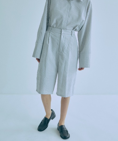 EN NEUME(エンノイム)の「【Set Up】Soft Seersucker Half Pants / 【セットアップ対応】シアサッカーハーフパンツ(その他パンツ・レディース・ブルー/アイボリー/ベージュ・FREE)」の9枚目の写真