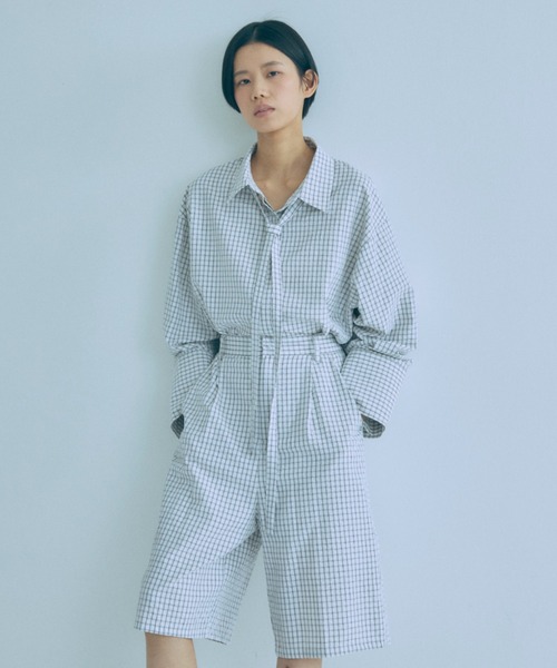EN NEUME(エンノイム)の「【Set Up】Soft Seersucker Half Pants / 【セットアップ対応】シアサッカーハーフパンツ(その他パンツ・レディース・ブルー/アイボリー/ベージュ・FREE)」の4枚目の写真