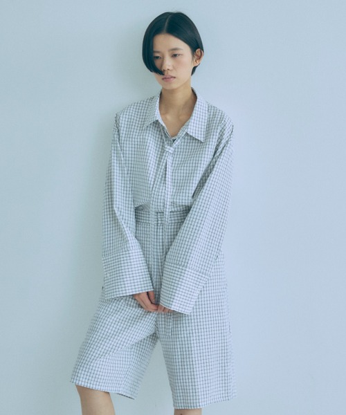 EN NEUME(エンノイム)の「【Set Up】Soft Seersucker Half Pants / 【セットアップ対応】シアサッカーハーフパンツ(その他パンツ・レディース・ブルー/アイボリー/ベージュ・FREE)」の10枚目の写真