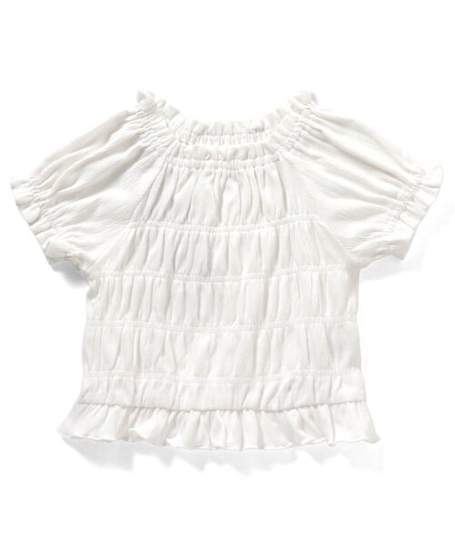 Seraph（セラフ）の「フリルシャーリングトップス_ジュニア対応（Tシャツ/カットソー・キッズ・チャコール/オフホワイト/レモンイエロー・140/130/120/110/100/90/80）」の2枚目の写真