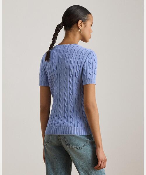 LAUREN RALPH LAUREN(ローレン ラルフ ローレン)の「ケーブルニット コットン ショートスリーブ セーター(ニット/セーター・レディース・ブルー・L/M/S/XXS/XS)」の7枚目の写真