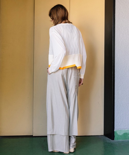 AULA AILA（アウラアイラ）の「シアードッキング３ボタンカーディガン（カーディガン/ボレロ・レディース・ライム/ブラック/アイボリー・0）」の7枚目の写真