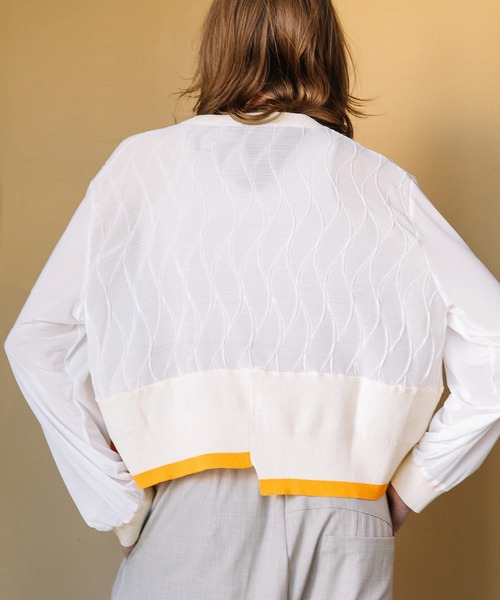 AULA AILA（アウラアイラ）の「シアードッキング３ボタンカーディガン（カーディガン/ボレロ・レディース・ライム/ブラック/アイボリー・0）」の11枚目の写真