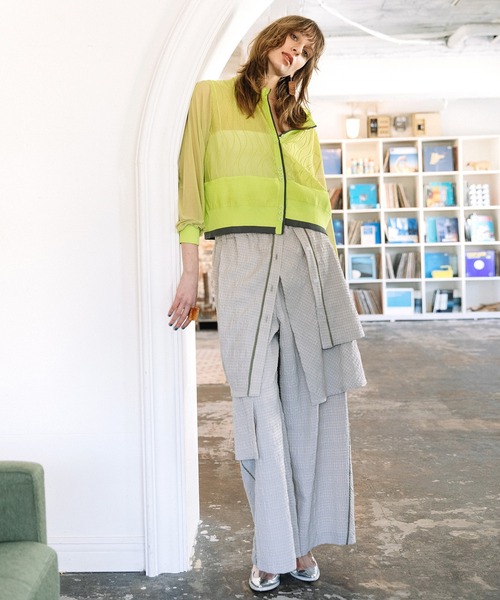 AULA AILA（アウラアイラ）の「シアードッキング３ボタンカーディガン（カーディガン/ボレロ・レディース・ライム/ブラック/アイボリー・0）」の18枚目の写真