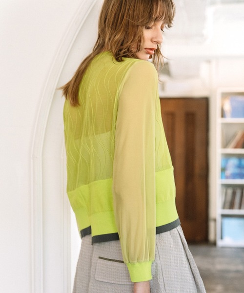 AULA AILA（アウラアイラ）の「シアードッキング３ボタンカーディガン（カーディガン/ボレロ・レディース・ライム/ブラック/アイボリー・0）」の17枚目の写真