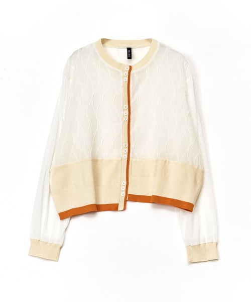 AULA AILA（アウラアイラ）の「シアードッキング３ボタンカーディガン（カーディガン/ボレロ・レディース・ライム/ブラック/アイボリー・0）」の22枚目の写真