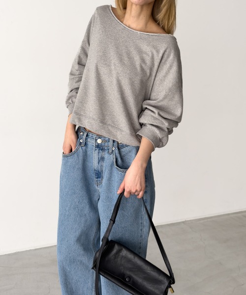 CANAL JEAN（キャナルジーン）の「El mar　カットオフオフショルスウェット（スウェット・レディース・グレー/チャコールグレー/ブルー・ONE SIZE）」の3枚目の写真