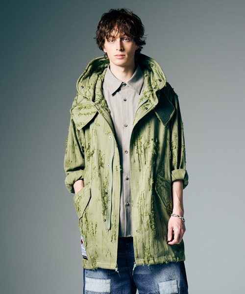 glamb（グラム）の「High Neck Shirt Mods Coat / ハイネックシャツモッズコート（モッズコート・メンズ・カーキ/グレー/ブルー・S/M/L）」の3枚目の写真