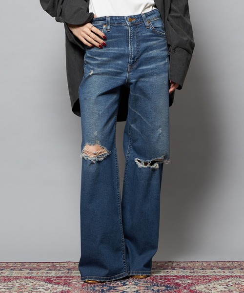 Lee（リー）の「Lee/リー【SPECIAL EDITION】STANDARD WARDROBE ワイドデニムパンツ【ストレッチデニム】（デニムパンツ・レディース・ブルー/ライトインディゴブルー・X-SMALL/SMALL/MEDIUM）」の4枚目の写真