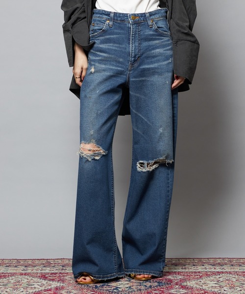 Lee（リー）の「Lee/リー【SPECIAL EDITION】STANDARD WARDROBE ワイドデニムパンツ【ストレッチデニム】（デニムパンツ・レディース・ブルー/ライトインディゴブルー・X-SMALL/SMALL/MEDIUM）」の5枚目の写真