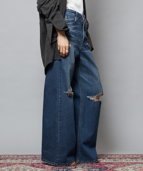Lee（リー）の「Lee/リー【SPECIAL EDITION】STANDARD WARDROBE ワイドデニムパンツ【ストレッチデニム】（デニムパンツ・レディース・ブルー/ライトインディゴブルー・X-SMALL/SMALL/MEDIUM）」の7枚目の写真
