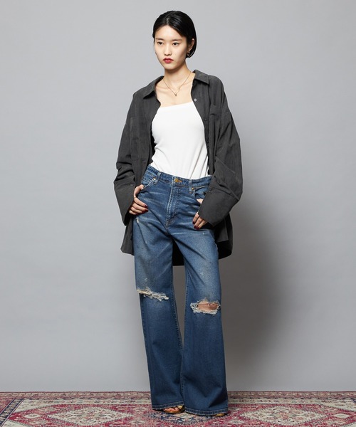 Lee（リー）の「Lee/リー【SPECIAL EDITION】STANDARD WARDROBE ワイドデニムパンツ【ストレッチデニム】（デニムパンツ・レディース・ブルー/ライトインディゴブルー・X-SMALL/SMALL/MEDIUM）」の19枚目の写真