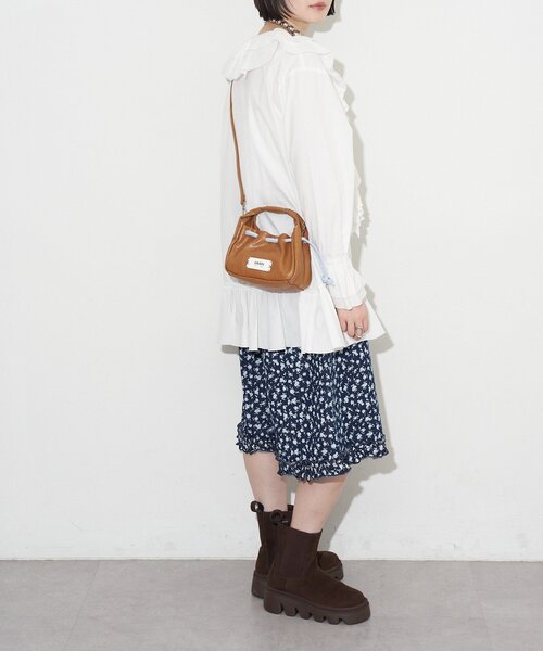 GRAIN（グレイン）の「【GRAIN/グレイン】ヴィンテージステッチミニ巾着ハンドバッグ（ショルダーバッグ・レディース・ネイビー/ブラウン/レッド・FREE）」の13枚目の写真