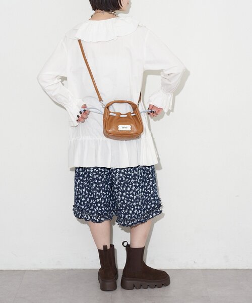 GRAIN（グレイン）の「【GRAIN/グレイン】ヴィンテージステッチミニ巾着ハンドバッグ（ショルダーバッグ・レディース・ネイビー/ブラウン/レッド・FREE）」の14枚目の写真