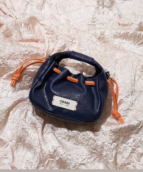 GRAIN（グレイン）の「【GRAIN/グレイン】ヴィンテージステッチミニ巾着ハンドバッグ（ショルダーバッグ・レディース・ネイビー/ブラウン/レッド・FREE）」の15枚目の写真