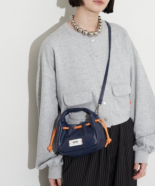 GRAIN（グレイン）の「【GRAIN/グレイン】ヴィンテージステッチミニ巾着ハンドバッグ（ショルダーバッグ・レディース・ネイビー/ブラウン/レッド・FREE）」の17枚目の写真
