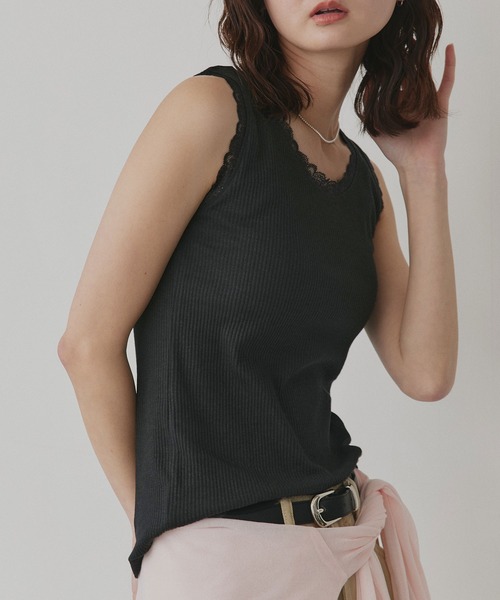 ad thie（アドティエ）の「アソート クルーネック レース タンクトップ（タンクトップ・レディース・アイボリー/ブラック/ドット/オートミール・MEDIUM/LARGE）」の11枚目の写真