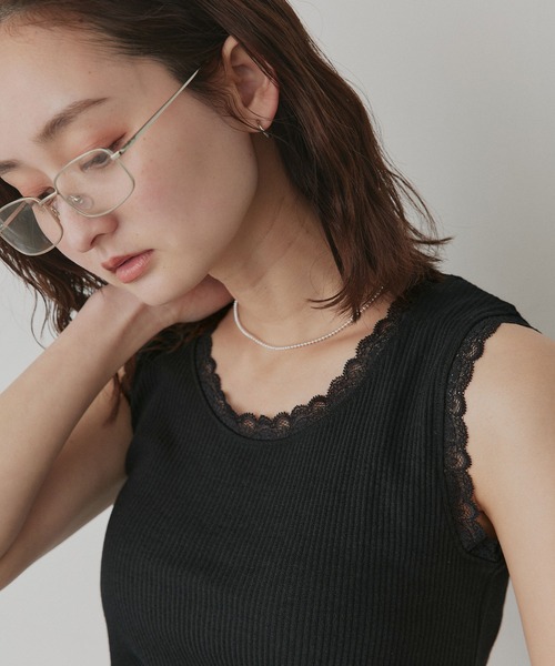 ad thie（アドティエ）の「アソート クルーネック レース タンクトップ（タンクトップ・レディース・アイボリー/ブラック/ドット/オートミール・MEDIUM/LARGE）」の12枚目の写真