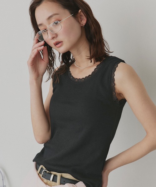 ad thie（アドティエ）の「アソート クルーネック レース タンクトップ（タンクトップ・レディース・アイボリー/ブラック/ドット/オートミール・MEDIUM/LARGE）」の13枚目の写真