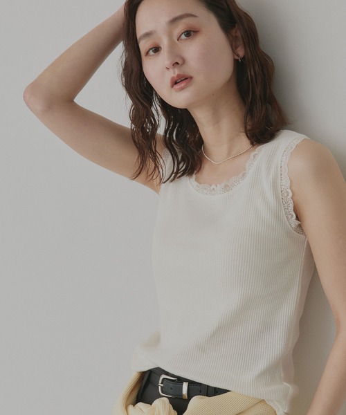 ad thie（アドティエ）の「アソート クルーネック レース タンクトップ（タンクトップ・レディース・アイボリー/ブラック/アイボリー系/オートミール/ブラック系/ブラウン/オフホワイト・MEDIUM/LARGE）」の21枚目の写真