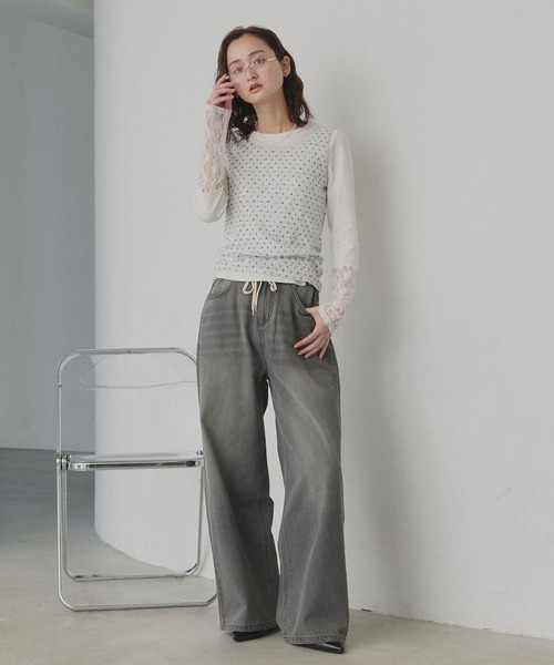ad thie（アドティエ）の「アソート クルーネック レース タンクトップ（タンクトップ・レディース・アイボリー/ブラック/アイボリー系/オートミール/ブラック系/ブラウン/オフホワイト・MEDIUM/LARGE）」の8枚目の写真