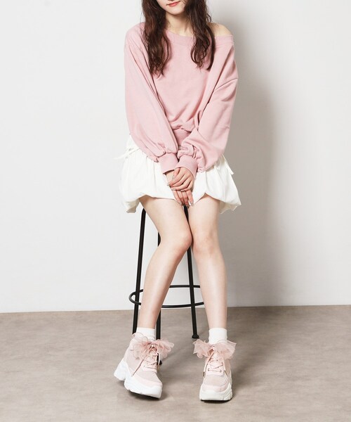 ESPERANZA（エスペランサ）の「きゅんフィットシフォンリボンスニーカー（スニーカー・レディース・ブラック系8/ホワイト系9/ピンク系9・L/M/LL/S）」の12枚目の写真