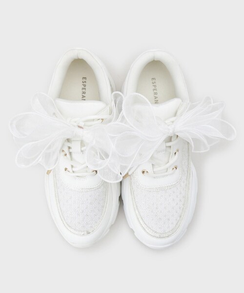 ESPERANZA（エスペランサ）の「きゅんフィットシフォンリボンスニーカー（スニーカー・レディース・ブラック系8/ホワイト系9/ピンク系9・L/M/LL/S）」の20枚目の写真