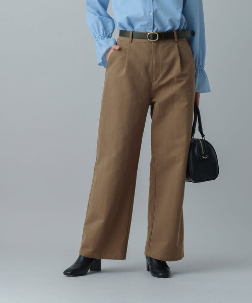 GLOBAL WORK(グローバルワーク)の「MATINEE LINE/チノワイドパンツ/636116(その他パンツ・レディース・オフホワイト/ブラウン系その他6・LARGE/MEDIUM)」の2枚目の写真