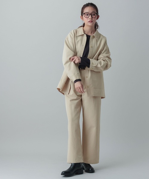 GLOBAL WORK(グローバルワーク)の「MATINEE LINE/チノワイドパンツ/636116(その他パンツ・レディース・オフホワイト/ブラウン系その他6・LARGE/MEDIUM)」の4枚目の写真