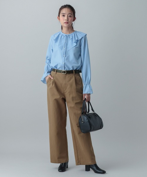 GLOBAL WORK(グローバルワーク)の「MATINEE LINE/チノワイドパンツ/636116(その他パンツ・レディース・オフホワイト/ブラウン系その他6・LARGE/MEDIUM)」の10枚目の写真