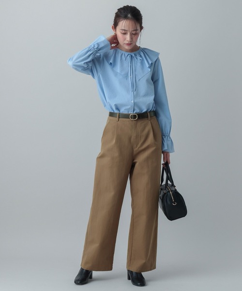 GLOBAL WORK(グローバルワーク)の「MATINEE LINE/チノワイドパンツ/636116(その他パンツ・レディース・オフホワイト/ブラウン系その他6・LARGE/MEDIUM)」の12枚目の写真