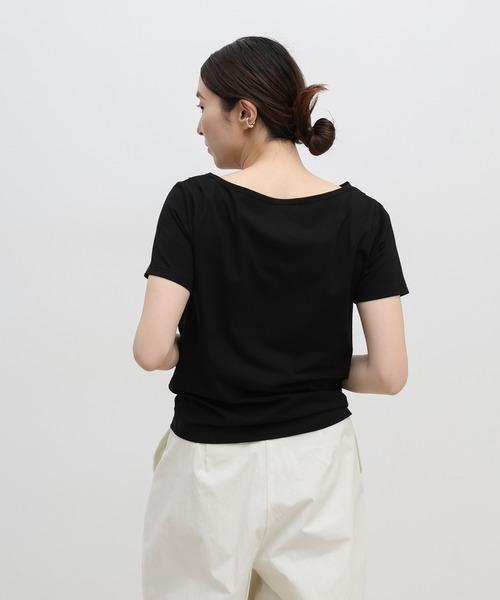 select MOCA(セレクトモカ)の「ドレープネックハーフスリーブTシャツ(Tシャツ/カットソー・レディース・オフホワイト/ブラック・FREE)」の18枚目の写真