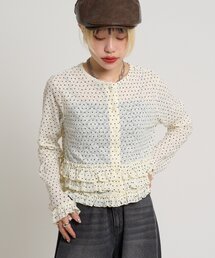 w closet | ドットレースフリルカーディガン(Tシャツ/カットソー)