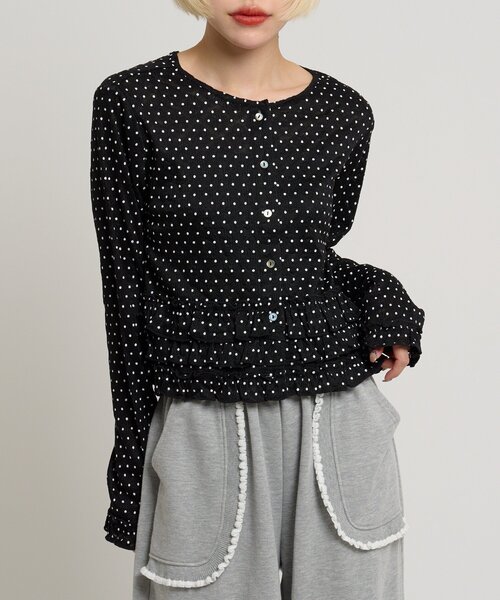 ドットレースフリルカーディガン（Tシャツ/カットソー）｜w closet